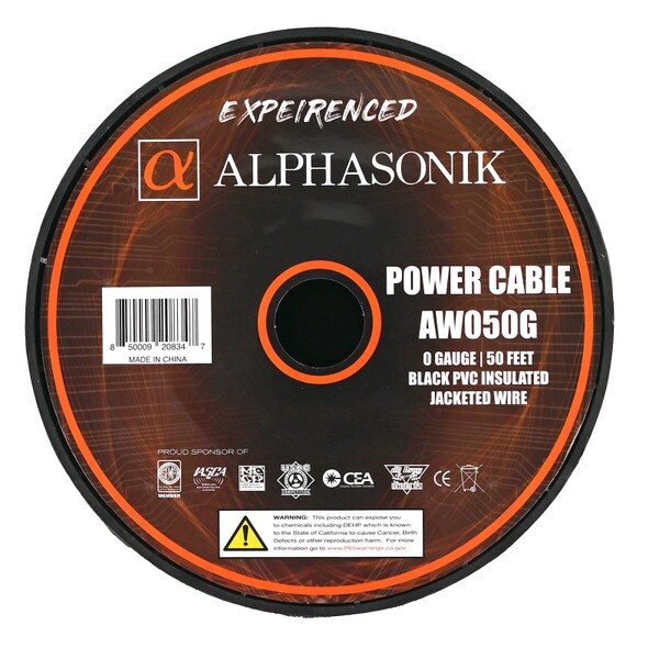 Main product image for Alphasonik AW050G 0 Gauge Ground Wire Roll 50 ft Black268-710